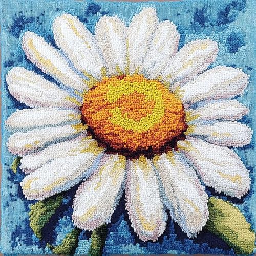 WallustrioaW kissen knüpfen set erwachsene Weiße Gänseblümchen,Kissen Kissen Chunky Kreuzstich Kit Stickerei Nadelspitze Kissen Kit Für Wohnkultur,43x43cm von WallustrioaW