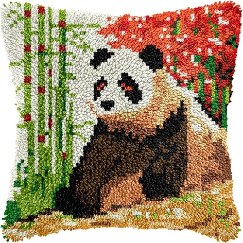 WallustrioaW knüpfteppiche & knüpfkissen Kissenbezug,Tierpanda,Choices Knüpfteppich Zum Selber Knüpf-Sets mit Kissen knüpfen-Set,43x43cm von WallustrioaW