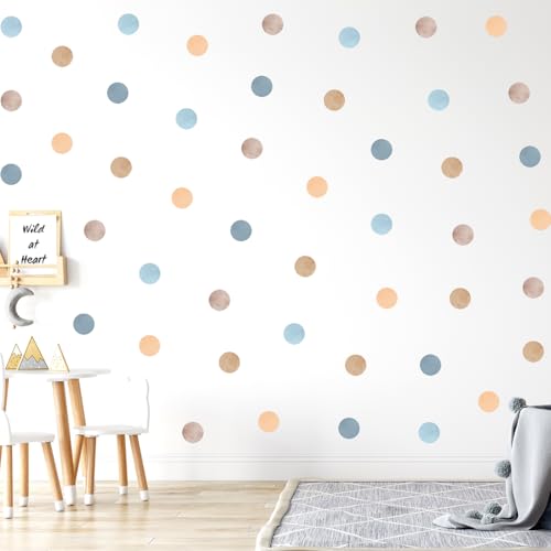 Blau Polka Dot 50 Stück Wandaufkleber, Boho Kinderzimmer Dekor, Boho Punkte Wandaufkleber von Wally Fox