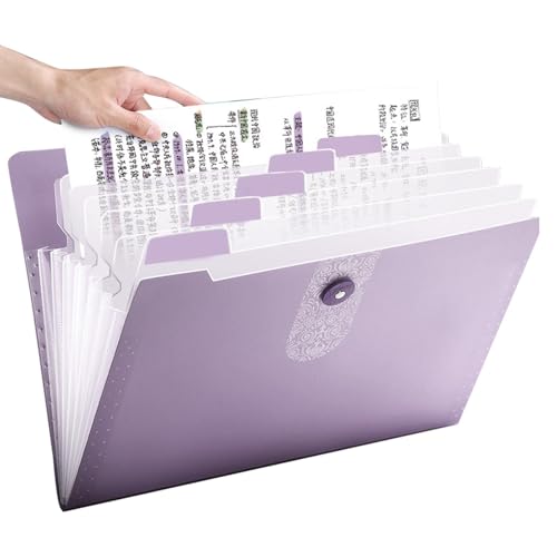 Walopola Accordion File Organizer, Erweitern von Dateiordnern - Dateispeicher-Organizer,Erweiterbarer Aktenordner mit 12 Fächern, tragbarer Dokumenten-Organizer im A4-Letter-Format für die Schule von Walopola