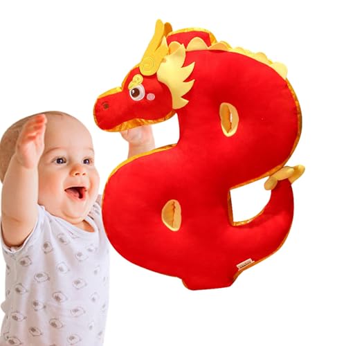 Walopola Chinesisches Neujahrs-Drachen-Plüschtier,Jahr des Drachen-Plüschtiers - Jahr des Drachen Stofftier-Plüschspielzeug,Plüschdrachen-Souvenir zum Mond-Neujahrs-Frühlingsfest von Walopola