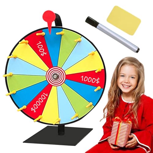 Walopola Spinnrad für Preise, Glücksrad, Drehrad für Preise, 15 Slots Wheel Spinner mit Marker und Radiergummi, Tabletop Roulette Spinner für Classic Series, Fortune Game von Walopola