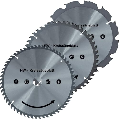 WALTER - Hartmetall Sägeblatt-Set, Sägeblatt, Hartmetall Kreissägeblätter, Optimal für das Schneiden von Holz Spanplatten Kunststoffe und Nichteisenmetalle (190 mm) von WALTER