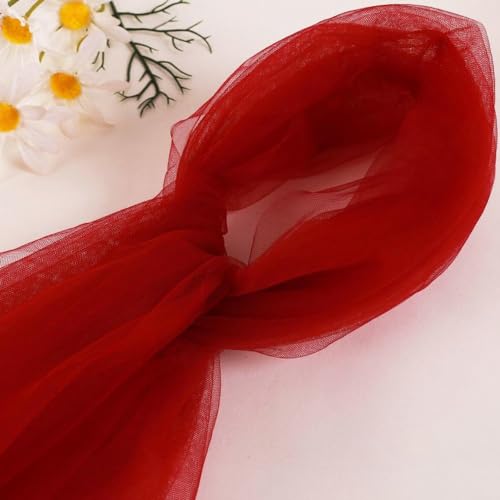 1 M x 150 cm Tüllstoff Netzstoff Netzgewebe Tüll Stoffe zum Nähen Tulle Fabric Tüll Dekostoff Dekoband für Nähen DIY Handwerk Tutu Hochzeit Vorhang Hochzeitsbogen Party Dekoration,Weinrot von Wambere