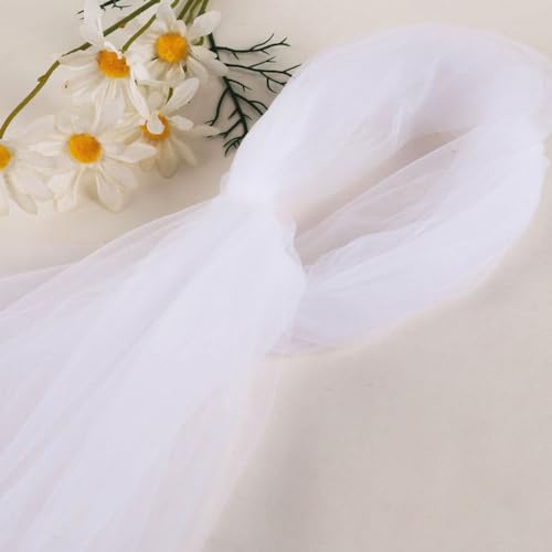 1 M x 150 cm Tüllstoff Netzstoff Netzgewebe Tüll Stoffe zum Nähen Tulle Fabric Tüll Dekostoff Dekoband für Nähen DIY Handwerk Tutu Hochzeit Vorhang Hochzeitsbogen Party Dekoration,Weiß von Wambere