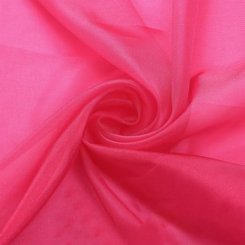 1 Meter breit 150cm Organzastoff zum Nähen,Soft Glitzer Tüllstoff, für DIY Basteln Bekleidung Tüllrock Hochzeitskleid Schleier Vorhänge für DIY Bastel Tischdecken Hochzeit Party Deko,Dunkelrosarot von Wambere