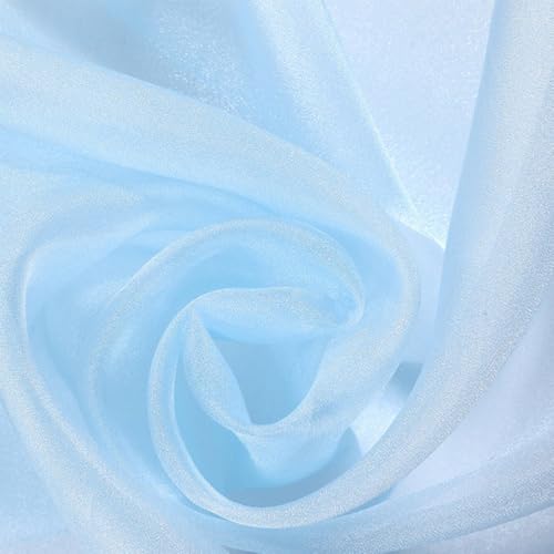 1 Meter breit 150cm Organzastoff zum Nähen,Soft Glitzer Tüllstoff, für DIY Basteln Bekleidung Tüllrock Hochzeitskleid Schleier Vorhänge für DIY Bastel Tischdecken Hochzeit Party Deko,Hellblau von Wambere