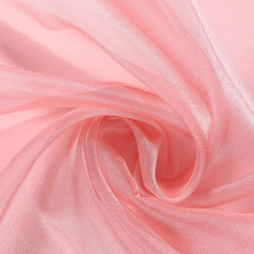 1 Meter breit 150cm Organzastoff zum Nähen,Soft Glitzer Tüllstoff, für DIY Basteln Bekleidung Tüllrock Hochzeitskleid Schleier Vorhänge für DIY Bastel Tischdecken Hochzeit Party Deko,Hellrosa C von Wambere