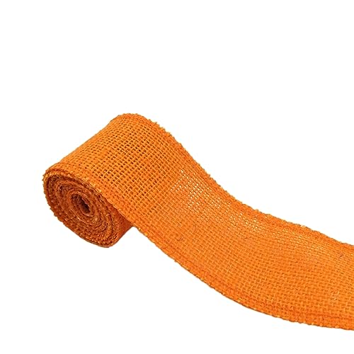 1 Rollen 6cm×2m Juteband Spitzenband Burlap Ribbon Leinenband Spitze Sackleinen Band Dekoband Geschenkband Für Weihnachten Hochzeit Geburtstag Bankett Party Geschenkverpackung Dekoration,Orange von Wambere