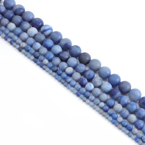 1 Stränge 4mm Perlen ca. 90 Stück Mattierte Blau Aventurinsteinperlen Edelstein Perlen Runde Perlen Lose Perlen zum Auffädeln Bastelperlen mit Loch für DIY Armband Halsketten Schmuckherstellung, von Wambere