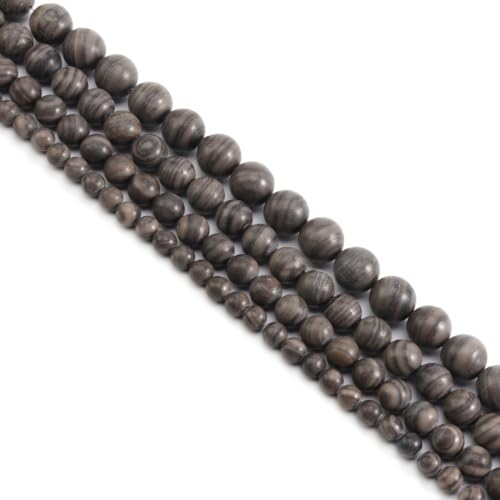 1 Stränge 8mm Perlen ca. 45 Stück Schwarz HolzmaserungSteinperlen Edelstein Perlen Runde Perlen Lose Perlen zum Auffädeln Bastelperlen mit Loch für DIY Armband Halsketten Schmuckherstellung, von Wambere