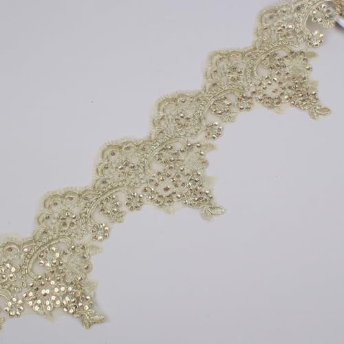 1 Yard 14cm Vintage Spitzenband Stickereispitze Häkelband Spitzenborte Häkelspitze Spitzenbänder Dekoband Zierband für Nähen DIY Handwerk Hochzeit Deko Geschenkbox Scrapbooking,Gold B von Wambere