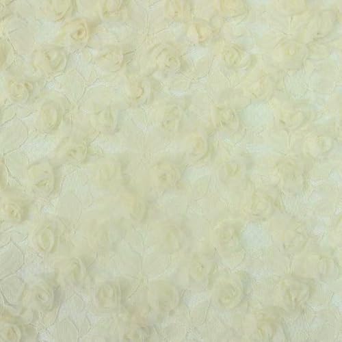 1 Yard Spitzenstickereistoff Breit 130cm Spitzenstoff mit Blumenstickerei Bekleidungsstoff Bestickter Blumenstoff Dekostoff für DIY Nähen Handwerk Hochzeit Kleidungsdekoration,Aprikose von Wambere