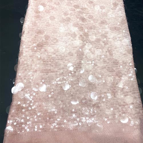 1 Yard x 125cm Glitzer Pailletten Stoff Dekostoff Paillettenstoff Bekleidungsstoff Bastelstoff für Nähen DIY Kunsthandwerk Hochzeit Party Bankett Abendessen Kleidungsdekoration,Rosa von Wambere