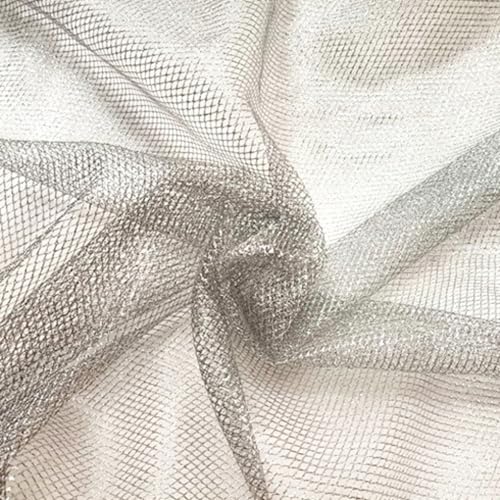 1 Yard x 160cm Netztüll Stoffe Netzgewebe Tüllstoff Bekleidungsstoff Dekostoff Tüll Mesh Stoffe Netzstoff für DIY Nähen Basteln Geschenkpaket Hochzeitskleid Schleier Kopfbedeckung,Silber von Wambere