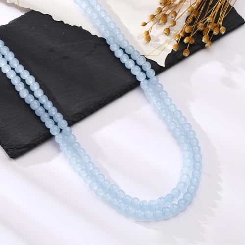 10 Stränge 10mm Runde Glasperlen,Perlen zum Basteln,Auffädeln Perlen Glasperlen Zubehör für DIY Handwerk Halsketten Armbänder Kopfbedeckung Haarschmuck Schmuckherstellung,Blau von Wambere