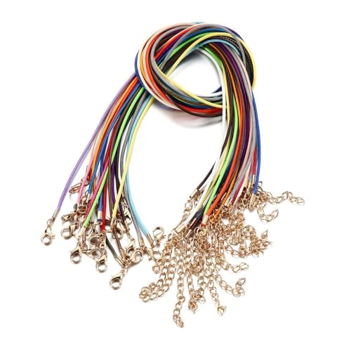 10 Stück 1.5mm Geflochtene Gewachste Halskette Mit Anhängerschlaufe Ösen Lederband Kette mit Verschluss Lederband Kette Ohne Anhänger für DIY Handwerk Basteln Schmuckherstellung,Mischfarben von Wambere