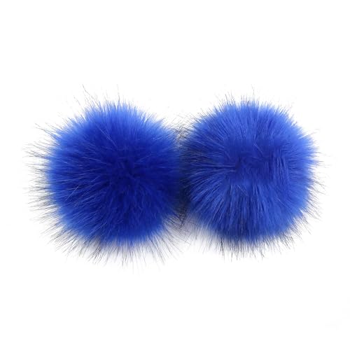 Wambere 10 Stück 10cm Pompons zum Basteln,Pompons Kunstfell Bommel Fellknäuel mit Elastischer Schlaufe,für DIY Kunsthandwerk Hochzeiten Geburtstage Weihnachten Kleideraccessoires,Königsblau von Wambere