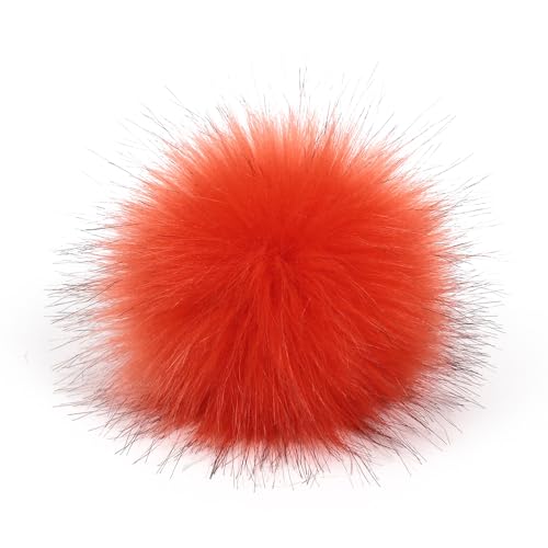 Wambere 10 Stück 10cm Pompons zum Basteln,Pompons Kunstfell Bommel Fellknäuel mit Versteckte Schnalle,für DIY Kunsthandwerk Hochzeiten Geburtstage Weihnachten Kleideraccessoires,Orange von Wambere