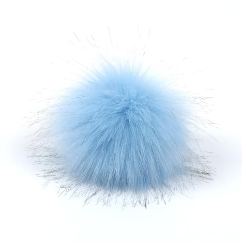 Wambere 10 Stück 12cm Pompons zum Basteln,Pompons Kunstfell Bommel Fellknäuel mit Elastischer Schlaufe,für DIY Kunsthandwerk Hochzeiten Geburtstage Weihnachten Kleideraccessoires,Himmelblau von Wambere