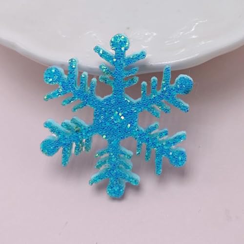 10 Stück 3,5cm Schneeflocken Glitzernde Schneeflocke Patches Stoffaufkleber Flicken Applikationen zum Aufnähen für DIY Handwerk Basteln Haarnadeldekoration Kleidungsdekoration,Blau von Wambere