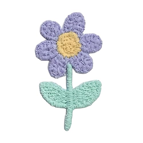 10 Stück 3.5x2cm Gänseblümchen Blumen Patches Gestrickter Bestickter Blumenaufnäher Blümchen Applikationen zum Aufnähen Stickaufnäher Stoffaufnäher für DIY Basteln Kleidungsdekoration,Lila von Wambere