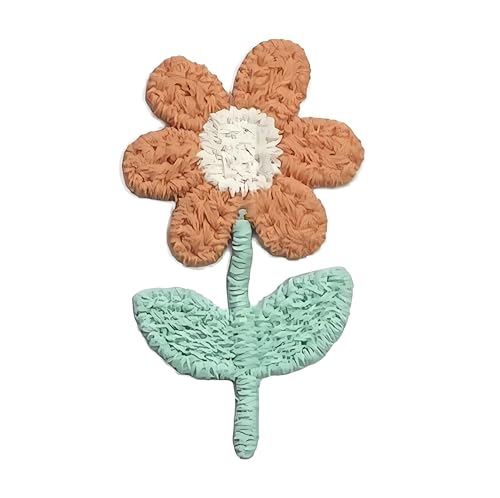 10 Stück 3.5x2cm Gänseblümchen Blumen Patches Gestrickter Bestickter Blumenaufnäher Blümchen Applikationen zum Aufnähen Stickaufnäher Stoffaufnäher für DIY Basteln Kleidungsdekoration,Orange von Wambere