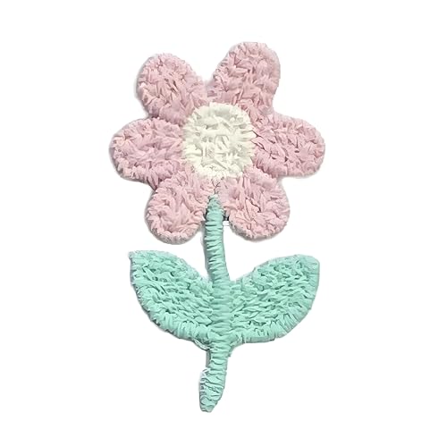 10 Stück 3.5x2cm Gänseblümchen Blumen Patches Gestrickter Bestickter Blumenaufnäher Blümchen Applikationen zum Aufnähen Stickaufnäher Stoffaufnäher für DIY Basteln Kleidungsdekoration,Rosa von Wambere