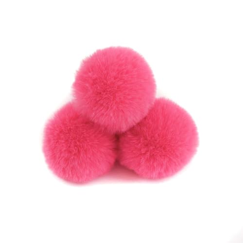 10 Stück 6cm Pompons zum Basteln,Pompon Kunstfell Bommel Plüschbälle mit Elastischer Schlaufe,für DIY Kunsthandwerk Haarschmuck Hochzeiten Geburtstage Weihnachten Dekorationen,Wassermelonenrot von Wambere