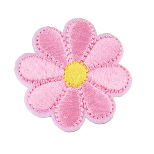 10 Stück Blumen Bestickte Patches Aufnäheraufkleber Gestickter Aufnäher zum Aufbügeln Aufbügelflicken Bügelflicken Bügelbild für DIY Basteln Jacken Jeans T-Shirt Kleidungsdekoration,Rosa von Wambere