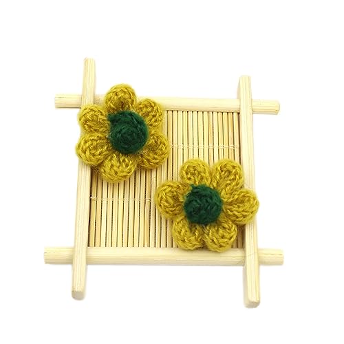 Wambere 10 Stück Blumen Patches Gestrickte Blümchen Gestickte Applikationen zum Aufnähen für DIY-Handyhüllen-Zubehör zum Aufhängen als Ornament,Kleidung T-Shirt Rucksack Hoodies Schuhe,Gelb B von Wambere