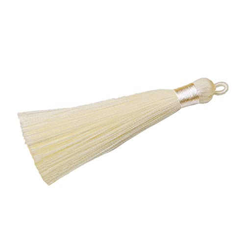 10 Stück Quasten Anhänger,8cm Bunte Quasten-Lesezeichen,Tassel Troddel Armband Schlüsselanhänger Basteln Quaste für Ohrringe Schmuckherstellung Taschen Lesezeichen DIY Handwerk Zubehör,Beige von Wambere