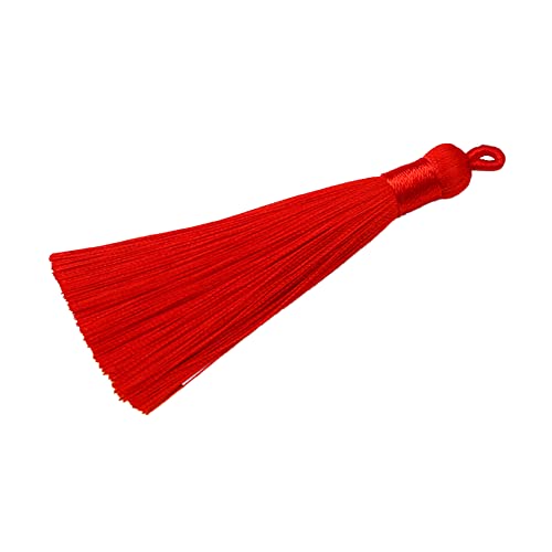 10 Stück Quasten Anhänger,8cm Bunte Quasten-Lesezeichen,Tassel Troddel Armband Schlüsselanhänger Basteln Quaste für Ohrringe Schmuckherstellung Taschen Lesezeichen DIY Handwerk Zubehör,Rot von Wambere