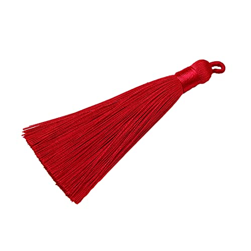 10 Stück Quasten Anhänger,8cm Bunte Quasten-Lesezeichen,Tassel Troddel Armband Schlüsselanhänger Basteln Quaste für Ohrringe Schmuckherstellung Taschen Lesezeichen DIY Handwerk Zubehör,Weinrot von Wambere