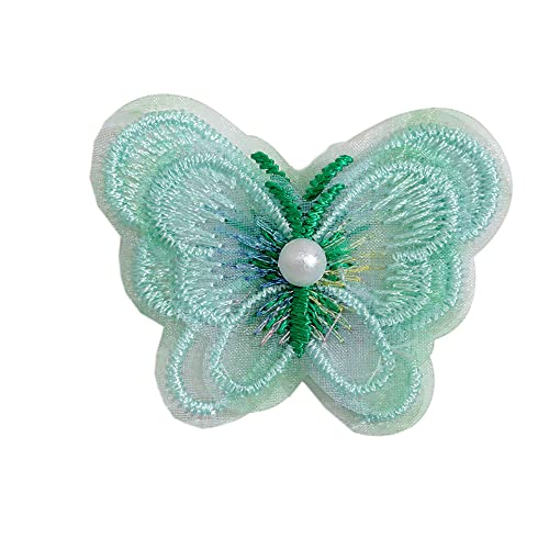 10 Stück Spitze Tüll Stickerei 3D-Perlen Schmetterling Applique Patches Sticker Aufnäher Applikation Flicken zum Aufnähen Gestickte Basteln und Dekorieren Kleidung Gardine Tischtuch Taschen,Grün von Wambere