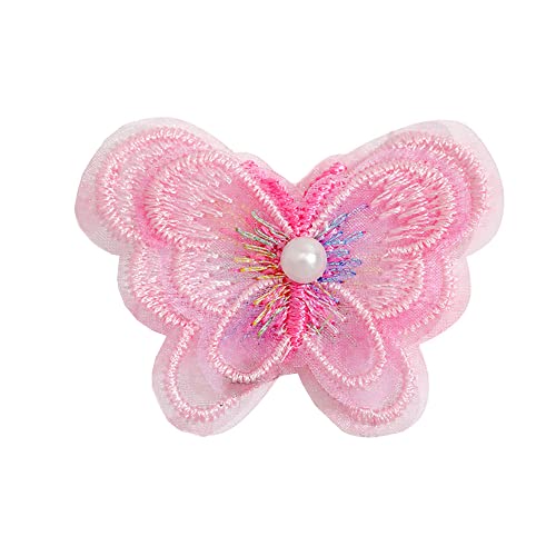 10 Stück Spitze Tüll Stickerei 3D-Perlen Schmetterling Applique Patches Sticker Aufnäher Applikation Flicken zum Aufnähen Gestickte Basteln und Dekorieren Kleidung Gardine Tischtuch Taschen,Rosa von Wambere