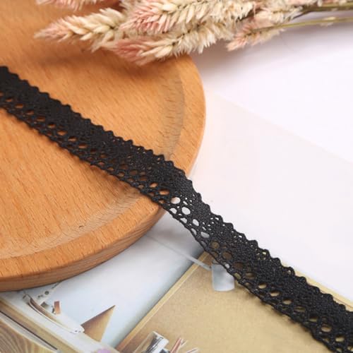 10 Yards 15mm Vintage Baumwollspitze Spitzenband Dekoband Spitze Zierband Spitzenstoff Spitzenborte Geschenkband für Nähen DIY Handwerk Hochzeit Party Deko Scrapbooking Geschenkbox,Schwarz G von Wambere