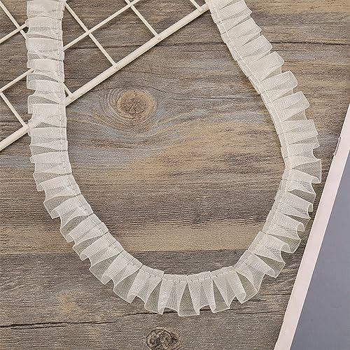 10 Yards 2.5 cm Spitzenband Gerafftes Rüschen Spitzenborte Elastisches Stoff Spitzenbesatz,Vintage Spitze-Borten Deko,für DIY Nähen Handwerk Hochzeit Deko Scrapbooking Geschenkverpackung,Beige von Wambere