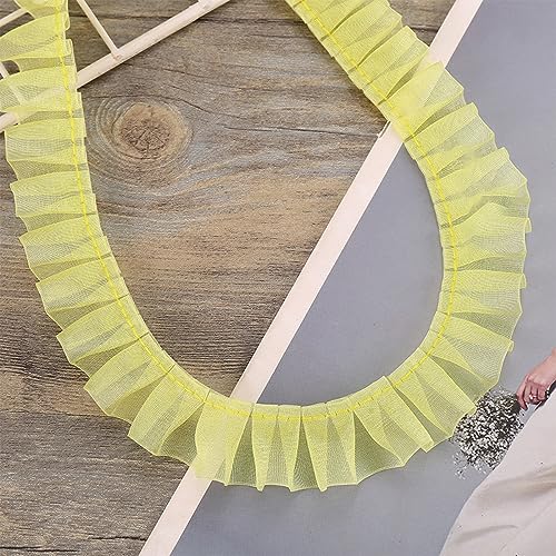 10 Yards 2.5 cm Spitzenband Gerafftes Rüschen Spitzenborte Elastisches Stoff Spitzenbesatz,Vintage Spitze-Borten Deko,für DIY Nähen Handwerk Hochzeit Deko Scrapbooking Geschenkverpackung,Gelb von Wambere