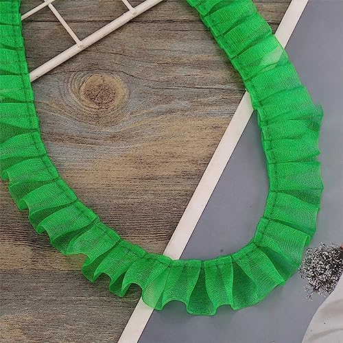 10 Yards 2.5 cm Spitzenband Gerafftes Rüschen Spitzenborte Elastisches Stoff Spitzenbesatz,Vintage Spitze-Borten Deko,für DIY Nähen Handwerk Hochzeit Deko Scrapbooking Geschenkverpackung,Grün von Wambere