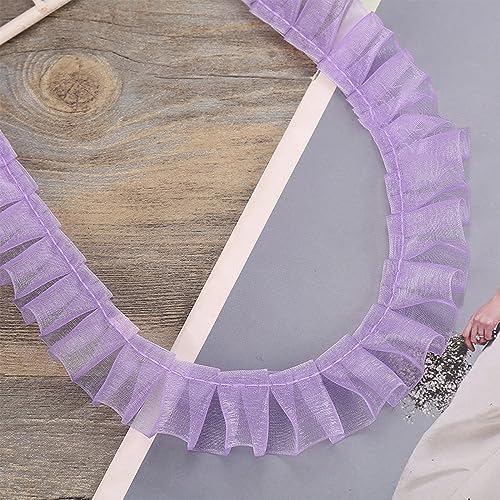 10 Yards 2.5 cm Spitzenband Gerafftes Rüschen Spitzenborte Elastisches Stoff Spitzenbesatz,Vintage Spitze-Borten Deko,für DIY Nähen Handwerk Hochzeit Deko Scrapbooking Geschenkverpackung,Helles Lila von Wambere