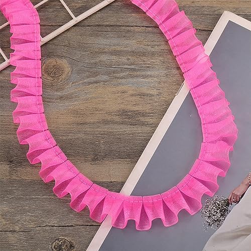 10 Yards 2.5 cm Spitzenband Gerafftes Rüschen Spitzenborte Elastisches Stoff Spitzenbesatz,Vintage Spitze-Borten Deko,für DIY Nähen Handwerk Hochzeit Deko Scrapbooking Geschenkverpackung,Rosa von Wambere