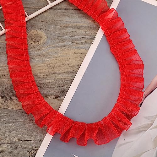 10 Yards 2.5 cm Spitzenband Gerafftes Rüschen Spitzenborte Elastisches Stoff Spitzenbesatz,Vintage Spitze-Borten Deko,für DIY Nähen Handwerk Hochzeit Deko Scrapbooking Geschenkverpackung,Rot von Wambere