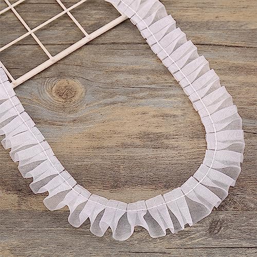 10 Yards 2.5 cm Spitzenband Gerafftes Rüschen Spitzenborte Elastisches Stoff Spitzenbesatz,Vintage Spitze-Borten Deko,für DIY Nähen Handwerk Hochzeit Deko Scrapbooking Geschenkverpackung,Weiss von Wambere