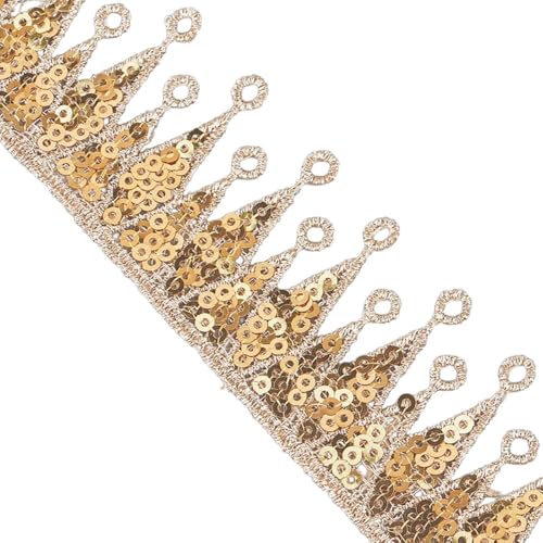 10 Yards Paillettenband Breite 3,6 cm Gestickte Paillettenspitze Dekoband Glänzende Paillettenborte Paillettenbesatz Zierband für Nähen Handwerk Basteln Hochzeit Kleidungsdekoration,Gold von Wambere