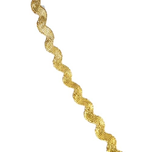 10 Yards Spitzenband Breite 3mm Gewelltes S-förmiges Spitzenband Spitzenbesatz Geflochtenes Spitzenbordüre Spitzenborte Zierband Dekoband Für DIY Nähen Basteln Kleidungsdekoration,Gold von Wambere