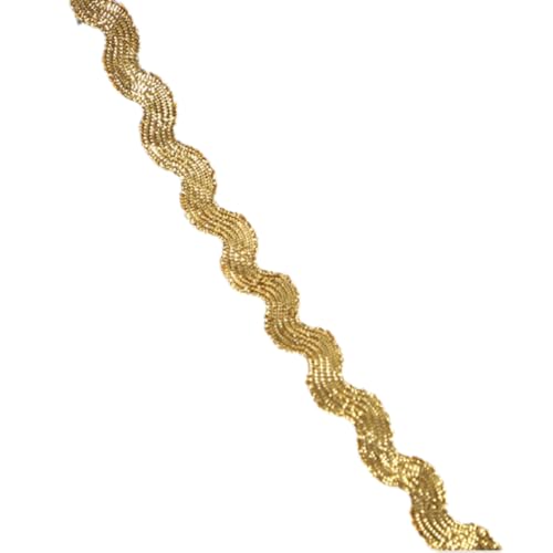 10 Yards Spitzenband Breite 8mm Gewelltes S-förmiges Spitzenband Spitzenbesatz Geflochtenes Spitzenbordüre Spitzenborte Zierband Dekoband Für DIY Nähen Basteln Kleidungsdekoration,Dunkeles Gold von Wambere