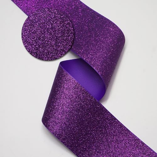 10 Yards x 75mm Band Glitzerband Schleifenband Geschenkband Satinband Ribbion Satinbänder Bänder zum Basteln Stoffband Dekoband für DIY Nähen Basteln Geschenkverpackungen,Lila von Wambere