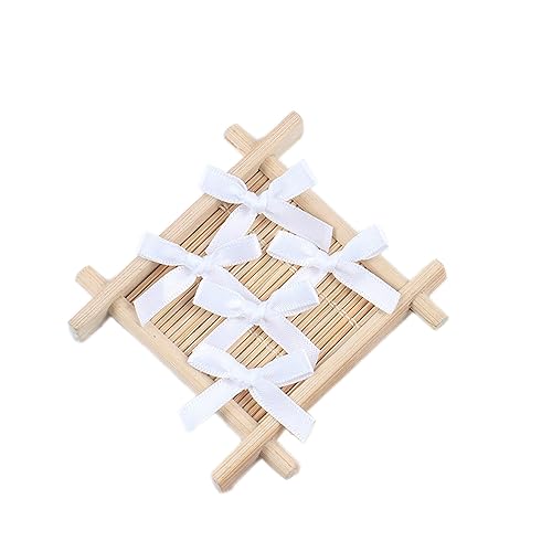 100 Stück 3 cm x 3.5cm Mini Satinband Schleifen Geschenkschleifen Dekoration für DIY Handwerk Nähen Unterwäsche Haarschmuck,Hochzeit Weihnachten Party Geburtstag Taufe Dekoration,Weiß A von Wambere