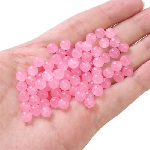 100 Stück 6mm Glasperlen Glitzerperlen Perlen,zum Auffädeln Steine für Armbänder Ketten Ohrringe Kleidung Basteln Machen Crafting Runden Gebohrt Schmuckherstellung Handwerk Dekor DIY,Rosa von Wambere